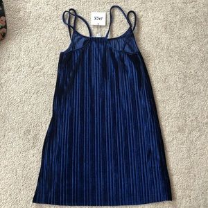 Blue silk slip dress